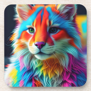 Posavasos Gato de pieles color arcoiris