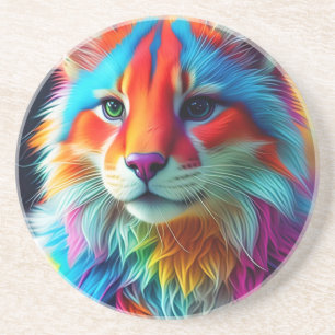 Posavasos Gato de pieles color arcoiris