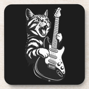 Posavasos Gato de Roca Tocando Guitarra Eléctrica Amor por