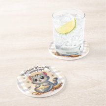 Gato de rodillas "Procure galletas, venga"