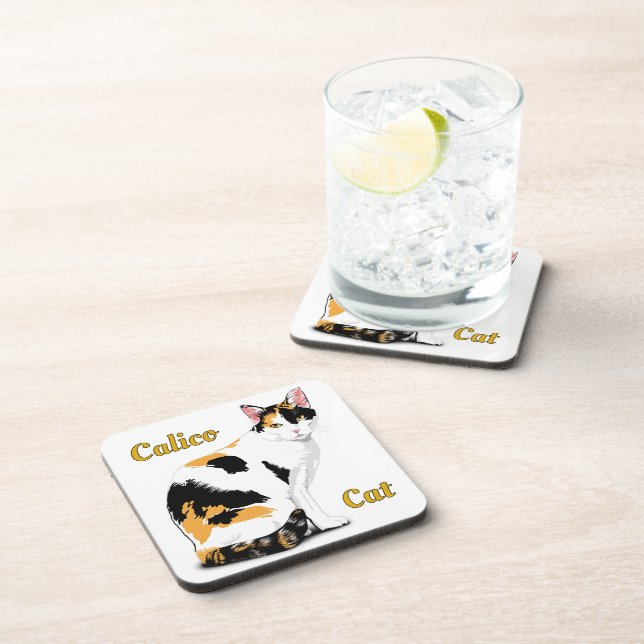 Posavasos Gato de Tres Colores Personalizado (Lado Derecho)