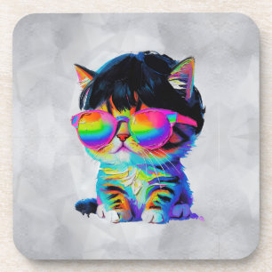 Posavasos Gato Divertido Pequeño y Lindo (Pintura No. 1)