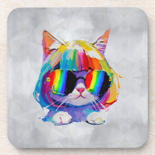 Posavasos Gato Divertido Pequeño y Lindo (Pintura No. 5)