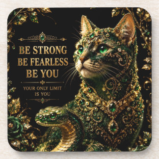 Posavasos Gato Dorado Ojos Verdes Arte Elegante