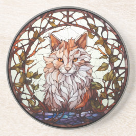 Posavasos Gato dulce del bosque de vidrio manchado