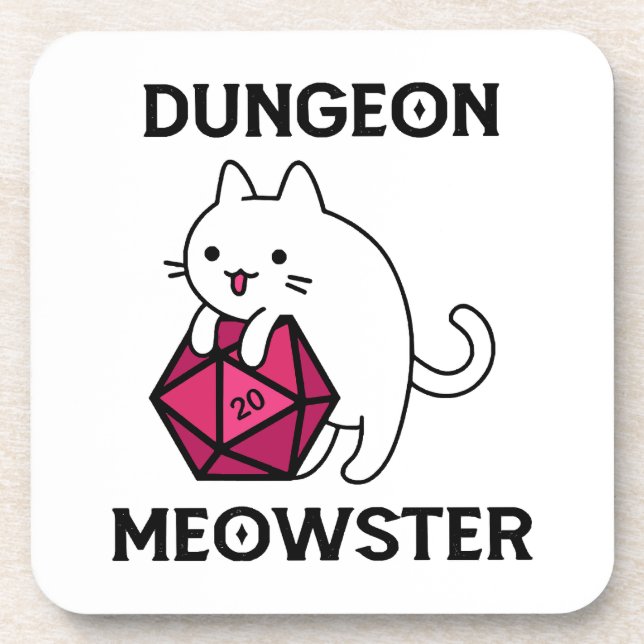 Posavasos Gato Dungeon Meowster Divertido (Frente)