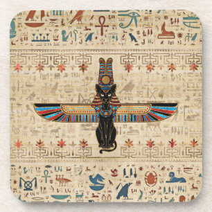 Posavasos Gato egipcio - Bastet sobre papiro