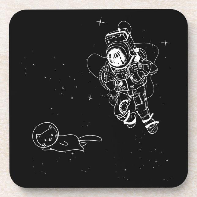 Posavasos Gato en el espacio (Frente)