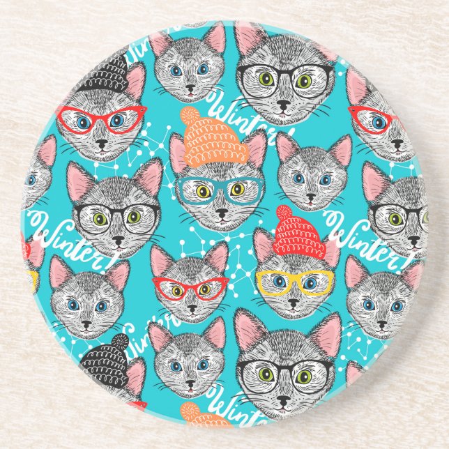 Posavasos Gato en el gorra (Frente)