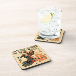 Posavasos Gato en Kimono, Bella Artes japonés del pulpo Kun