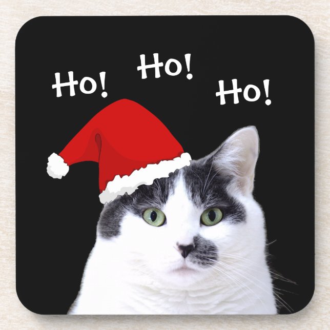 Posavasos Gato en Navidades de Santa Hat (Frente)