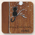 Posavasos Gato en una lima en una montaña rusa de plástico d<br><div class="desc">Esta pintada caprichosa de un gato solitario está inspirada en el gatito que encontré abandonado en un parque a la hora del Navidad. Siguiendo el sonido de los lúgubres gritos, sonando como un bebé, la encontré temblando en la nieve. Era tan pequeña que cabía en la palma de mi mano....</div>