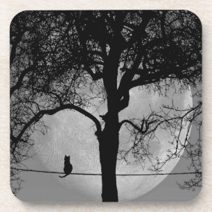 Posavasos Gato en una luna llena de cable