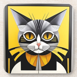 Posavasos Gato estilizado geométrico abstracto