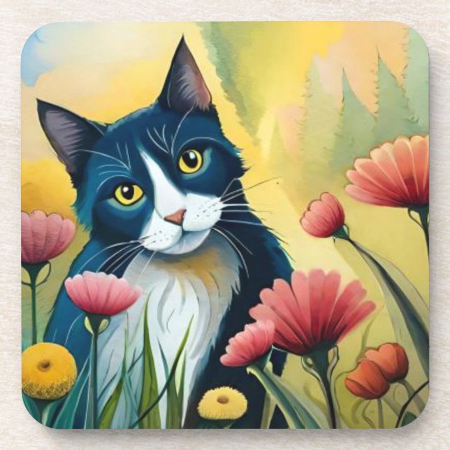 Posavasos gato FLoral (Frente)