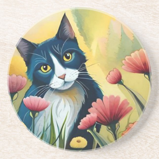 Posavasos gato FLoral (Frente)