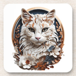 Posavasos gato, gatito con flor