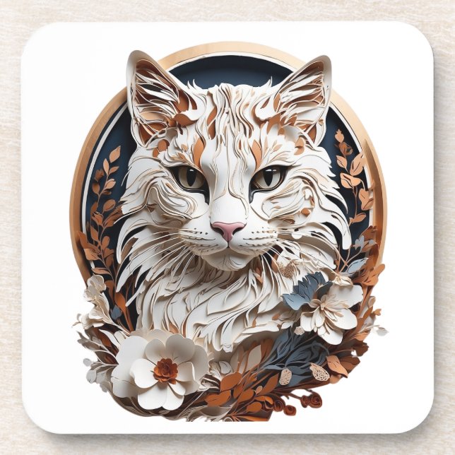 Posavasos gato, gatito con flor (Frente)