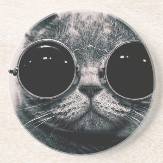Posavasos gato genial con gafas de sol