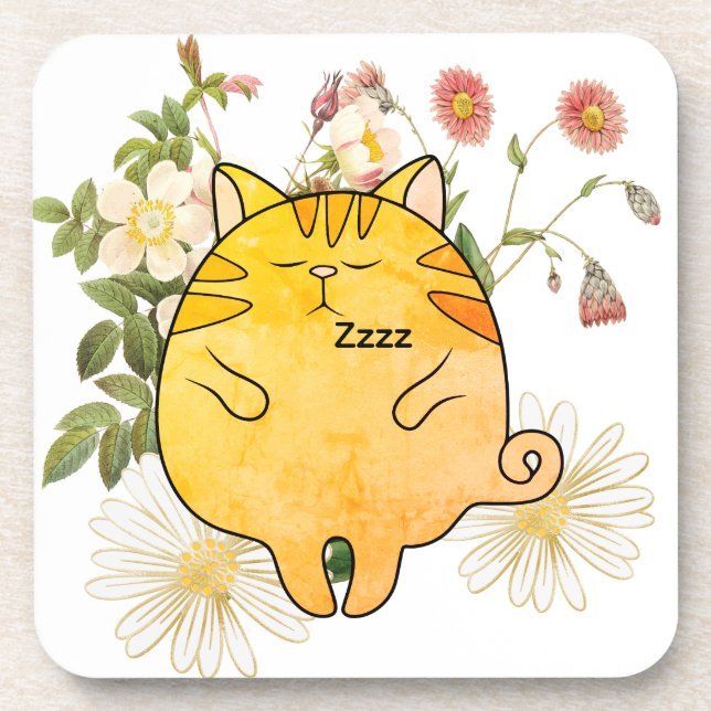 Posavasos Gato Gingembre Soñoliento (Frente)