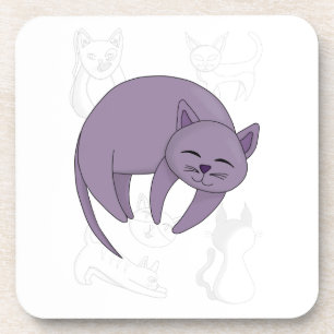 Posavasos Gato gris durmiendo y carátula de garganta para fi