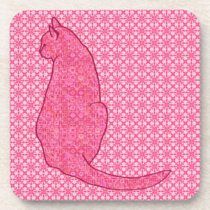 Posavasos Gato japonés - Batik rosa de fucsia