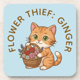 Posavasos Gato Jengibre Divertido Ladrón de Flores | Posavas