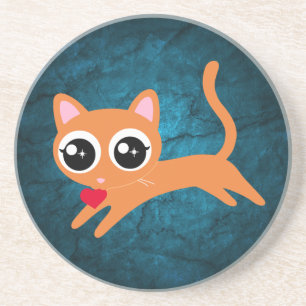 Posavasos Gato Kitty Ladrón Corazón Regalo para Chica