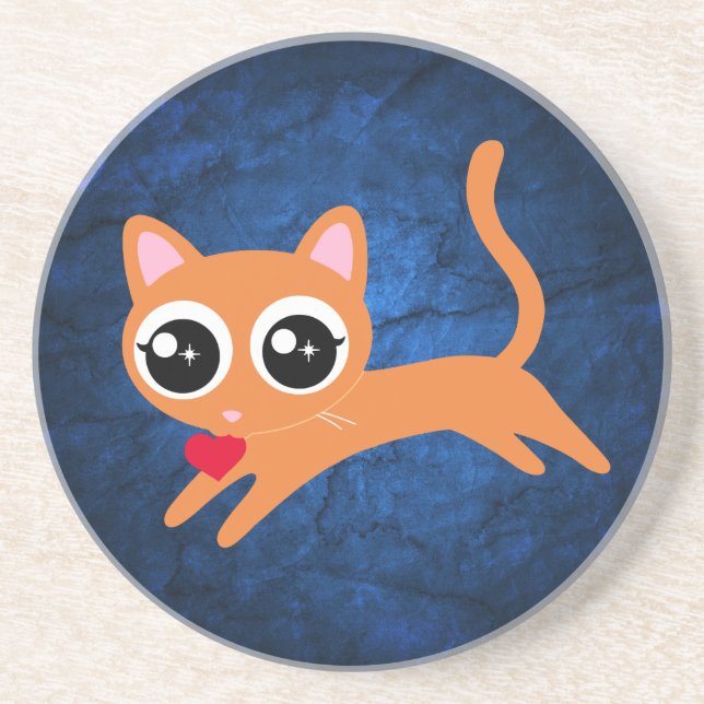 Posavasos Gato Kitty Ladrón Corazón Regalo para Chica (Frente)