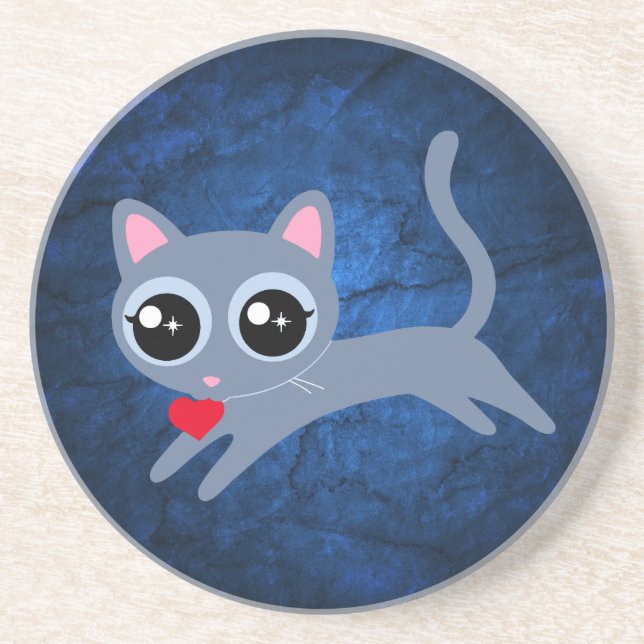 Posavasos Gato Kitty Ladrón Corazón Regalo para Chica (Frente)