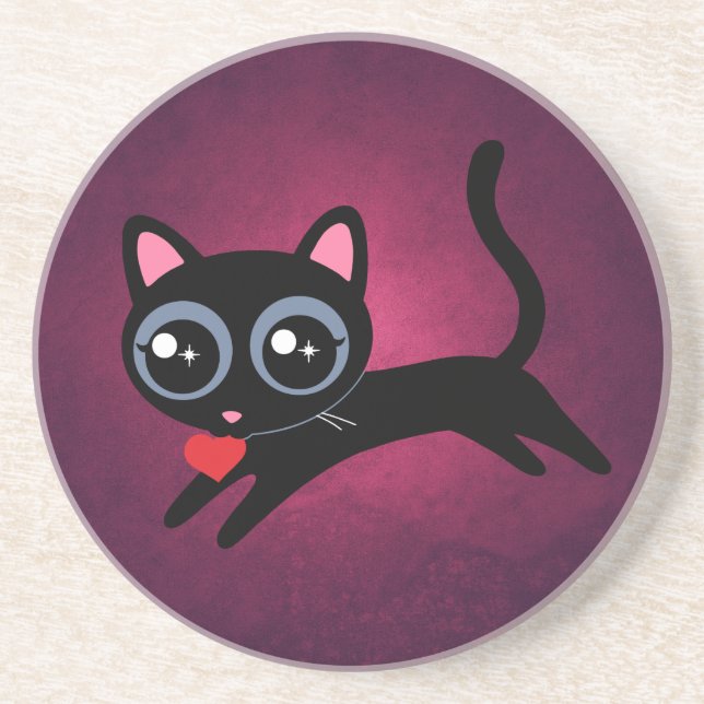 Posavasos Gato Kitty Ladrón Corazón Regalo para Chica (Frente)