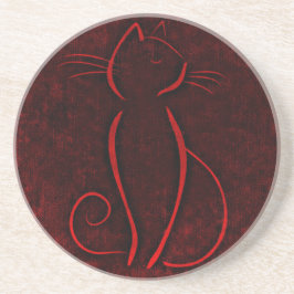Posavasos Gato marrón rojo | Zazzle_Growshop.