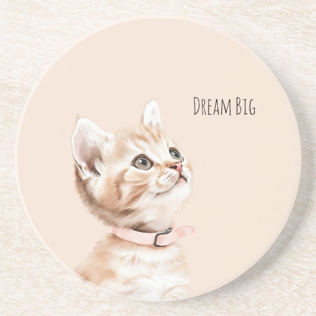 Posavasos Gato Melocotón Blanco (Frente)