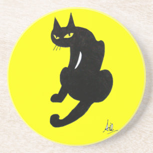 Posavasos GATO NEGRO, amarillo
