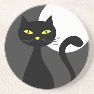 Posavasos Gato negro bajo la montaña rusa de Halloween