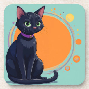 Posavasos Gato Negro Con Ojos Verdes