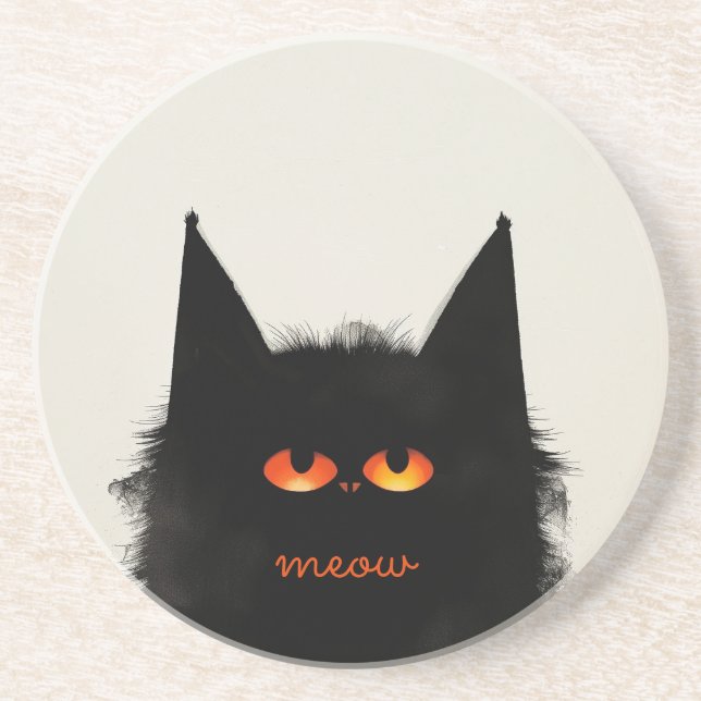Posavasos Gato negro gruñón (Frente)