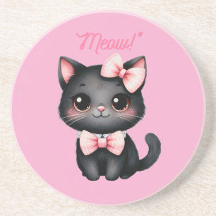Posavasos Gato negro lindo con reverencia para la decoración
