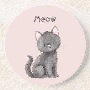 Posavasos Gato negro lindo rosa Kitty Cat 