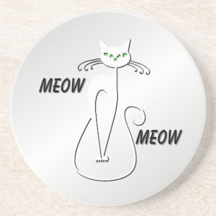 Posavasos Gato negro Slinky Miau Miau ojos verdes sobre plat