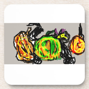 Posavasos Gato negro tres calabazas