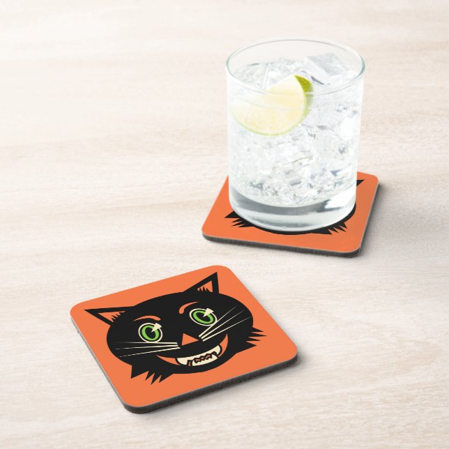 Posavasos Gato negro vintage (Lado Derecho)