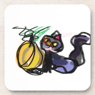 Posavasos Gato Negro y alegría de calabaza