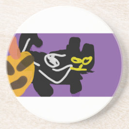 Posavasos Gato negro y amor otoñal