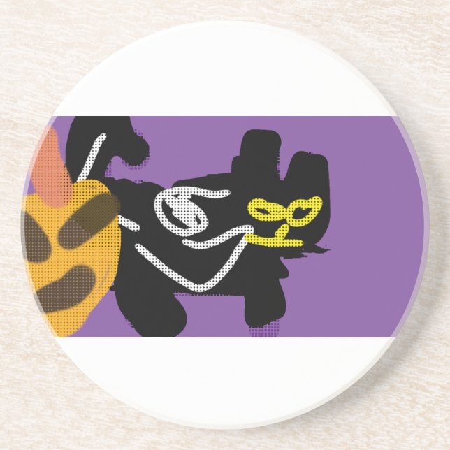 Posavasos Gato negro y amor otoñal (Frente)