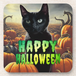 Posavasos Gato negro y calabazas