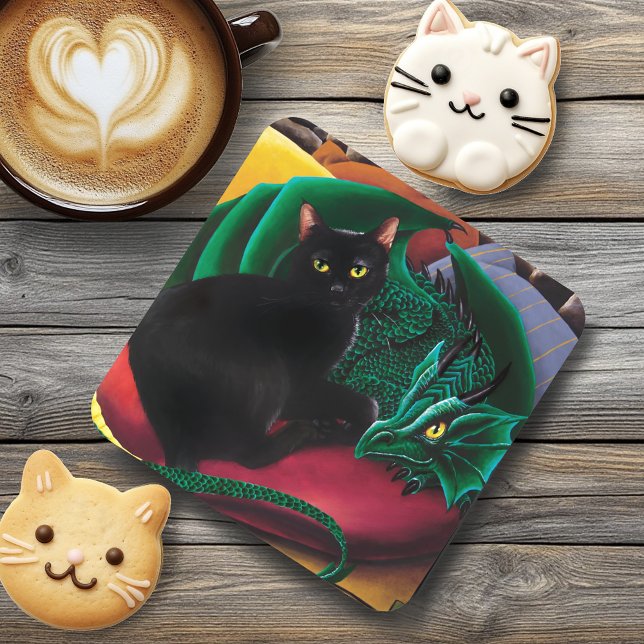 Posavasos Gato negro y dragón (Subido por el creador)