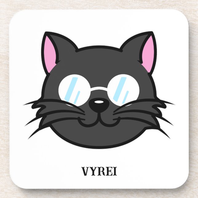 Posavasos Gato oscuro Gato negro Gato Gris vestido con lente (Frente)
