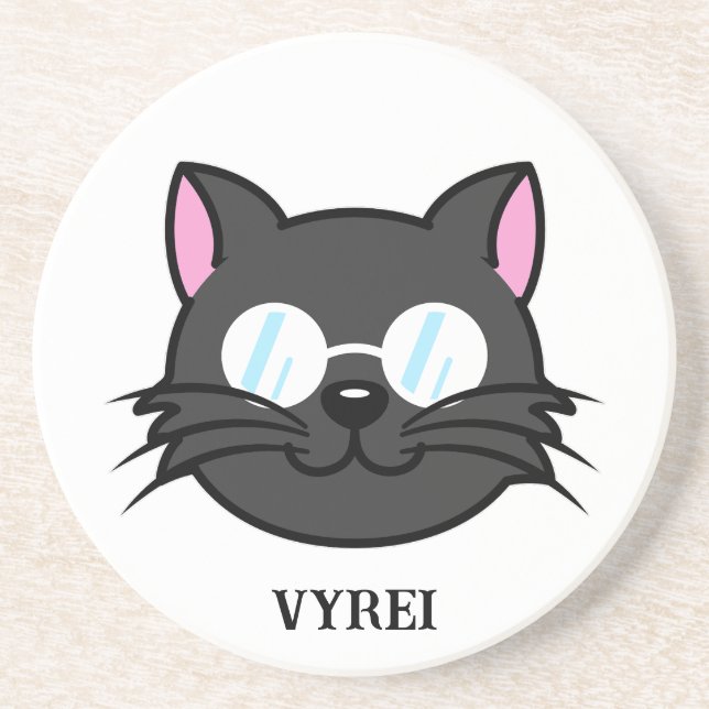 Posavasos Gato oscuro Gato negro Gato Gris vestido con lente (Frente)