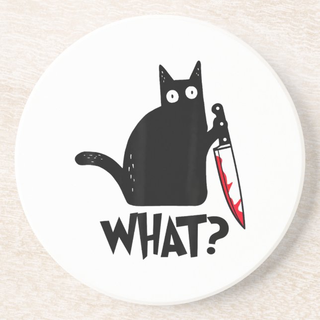 Posavasos Gato Qué_ Gracioso Gato Negro  (Frente)
